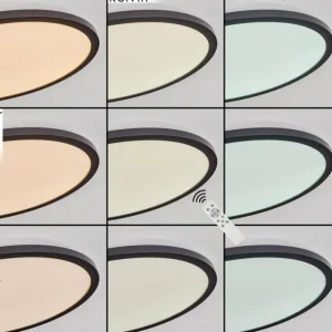 hofstein Plafonnier Boyero LED Noir, 2 lumières, Télécommandes, Changeur de couleurs* Lampes Modernes