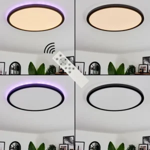 hofstein Plafonnier Boyero LED Noir, 2 lumières, Télécommandes, Changeur de couleurs* Lampes Modernes