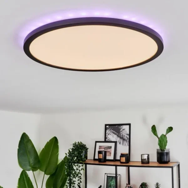 hofstein Plafonnier Boyero LED Noir, 2 lumières, Télécommandes, Changeur de couleurs* Lampes Modernes