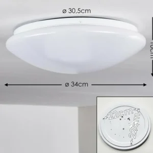 hofstein Plafonnier Brighton LED Blanc, 1 lumière, Télécommandes, Changeur de couleurs* Lampes Modernes