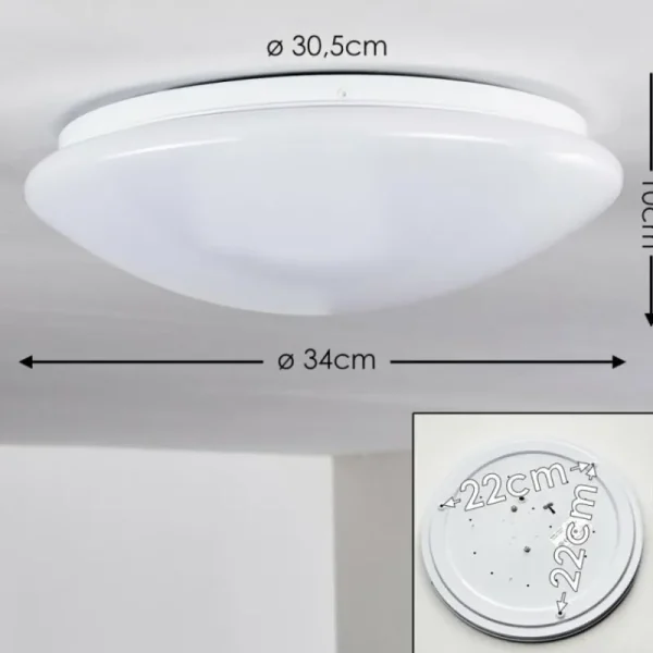 hofstein Plafonnier Brighton LED Blanc, 1 lumière, Télécommandes, Changeur de couleurs* Lampes Modernes