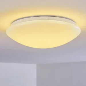 hofstein Plafonnier Brighton LED Blanc, 1 lumière, Télécommandes, Changeur de couleurs* Lampes Modernes