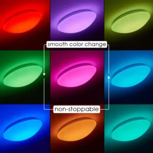 hofstein Plafonnier Brighton LED Blanc, 1 lumière, Télécommandes, Changeur de couleurs* Lampes Modernes