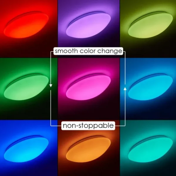 hofstein Plafonnier Brighton LED Blanc, 1 lumière, Télécommandes, Changeur de couleurs* Lampes Modernes