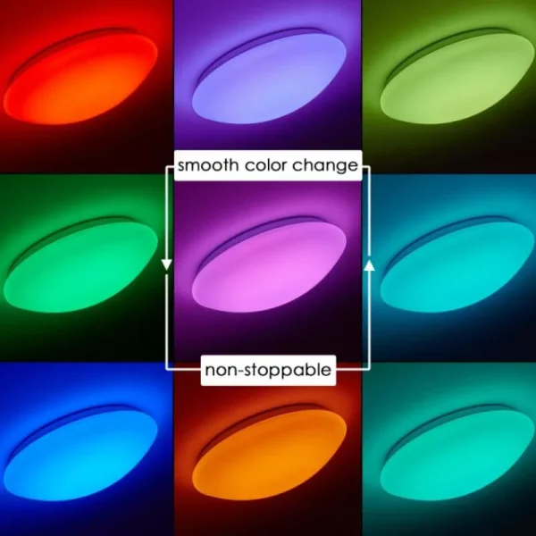 hofstein Plafonnier Brighton LED Blanc, 1 lumière, Télécommandes, Changeur de couleurs* Lampes Modernes