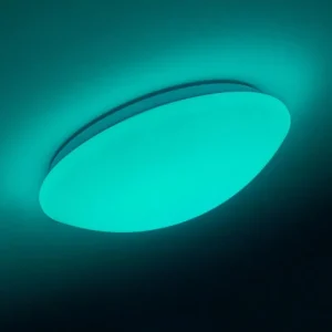 hofstein Plafonnier Brighton LED Blanc, 1 lumière, Télécommandes, Changeur de couleurs* Lampes Modernes