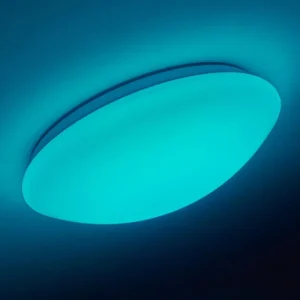 hofstein Plafonnier Brighton LED Blanc, 1 lumière, Télécommandes, Changeur de couleurs* Lampes Modernes