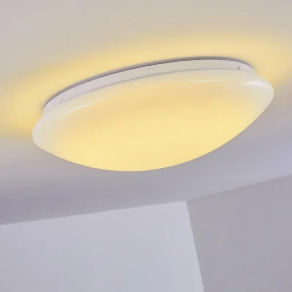 hofstein Plafonnier Brighton LED Blanc, 1 lumière, Télécommandes, Changeur de couleurs* Lampes Modernes
