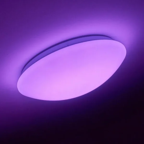 hofstein Plafonnier Brighton LED Blanc, 1 lumière, Télécommandes, Changeur de couleurs* Lampes Modernes