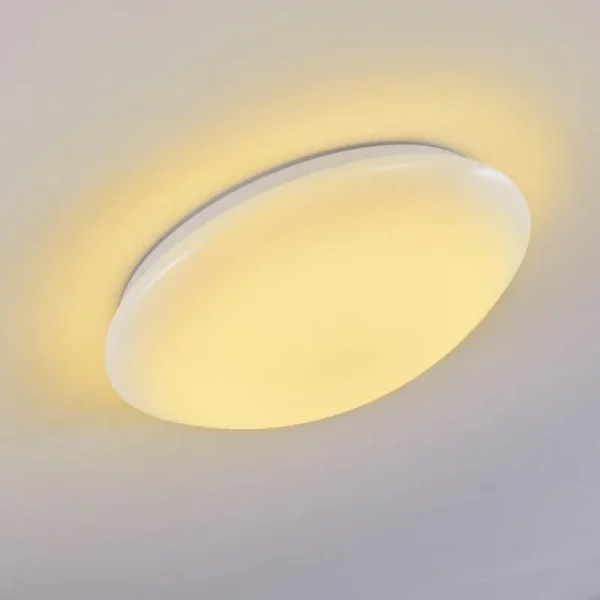 hofstein Plafonnier Brighton LED Blanc, 1 lumière, Télécommandes, Changeur de couleurs* Lampes Modernes