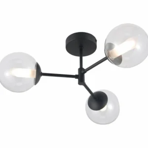 Luminaires Brilliant Plafonnier Brilliant Gitse Noir, 3 lumières* Lampes En Verre