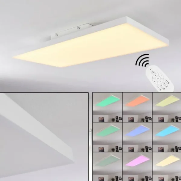 hofstein Plafonnier Buenaventura LED Blanc, 1 lumière, Télécommandes, Changeur de couleurs* Lampes Modernes