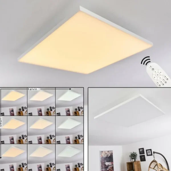 hofstein Plafonnier Buenaventura LED Blanc, 1 lumière, Télécommandes* Lampes Modernes