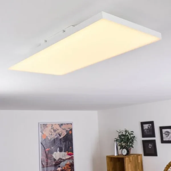 hofstein Plafonnier Buenaventura LED Blanc, 1 lumière, Télécommandes, Changeur de couleurs* Lampes Modernes