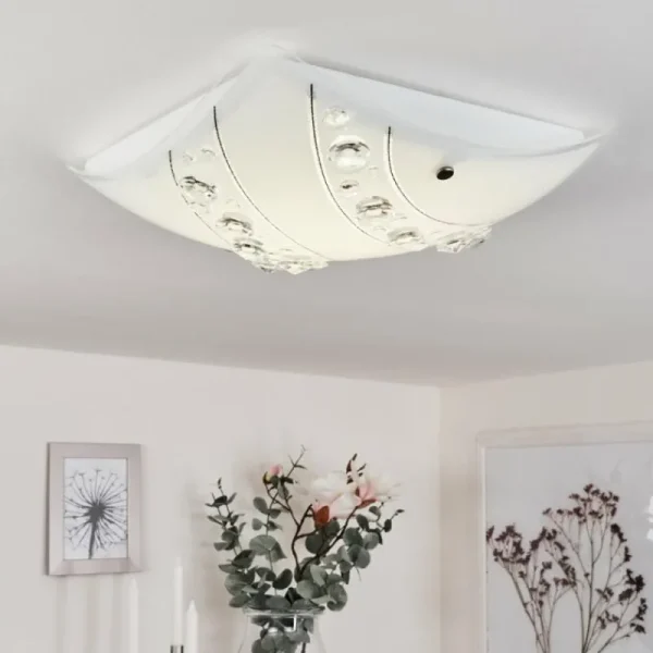 hofstein Plafonnier Buochs LED Blanc, 1 lumière* Lampes En Verre