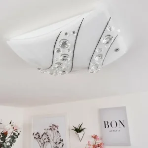hofstein Plafonnier Buochs LED Blanc, 1 lumière* Lampes En Verre