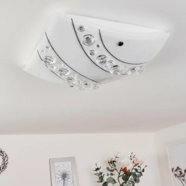 hofstein Plafonnier Buochs LED Blanc, 1 lumière* Lampes En Verre