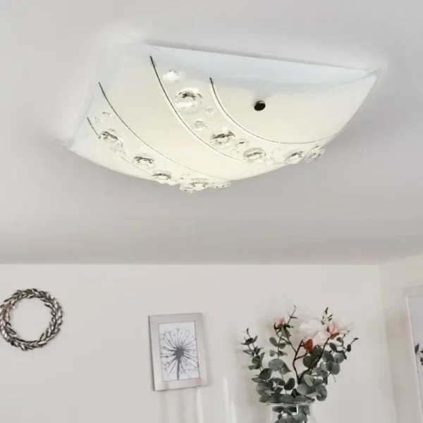 hofstein Plafonnier Buochs LED Blanc, 1 lumière* Lampes En Verre