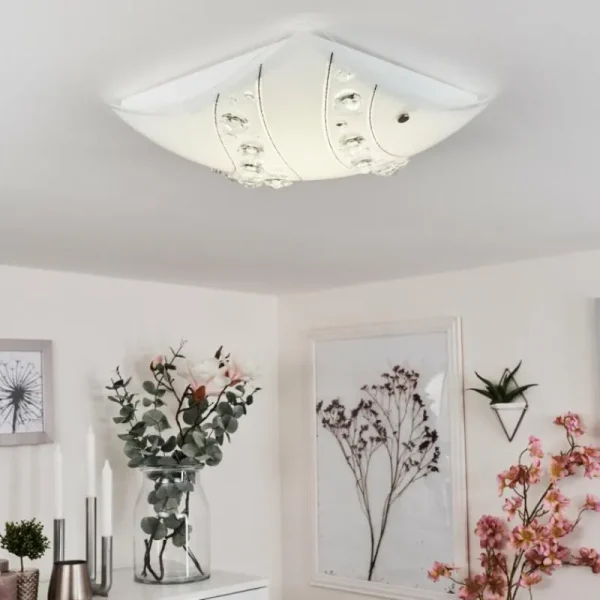 hofstein Plafonnier Buochs LED Blanc, 1 lumière* Lampes En Verre