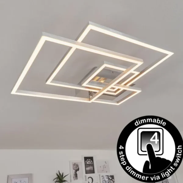 hofstein Plafonnier Buren LED Nickel mat, 1 lumière* Lampes Modernes