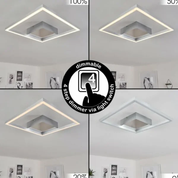 hofstein Plafonnier Buren LED Nickel mat, 1 lumière* Lampes Modernes