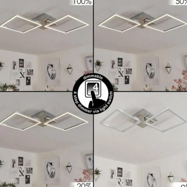 hofstein Plafonnier Buren LED Nickel mat, 1 lumière* Lampes Modernes