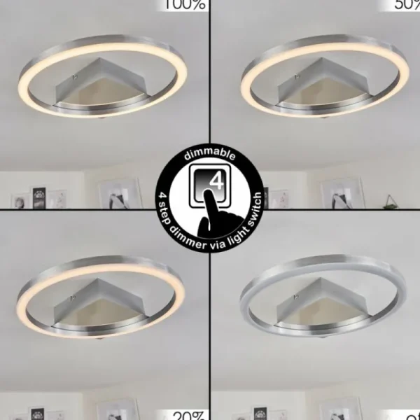 hofstein Plafonnier Buren LED Nickel mat, 1 lumière* Lampes Modernes