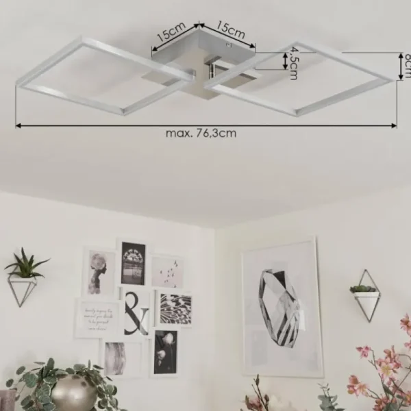 hofstein Plafonnier Buren LED Nickel mat, 1 lumière* Lampes Modernes