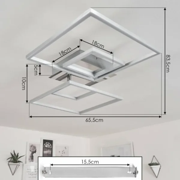 hofstein Plafonnier Buren LED Nickel mat, 1 lumière* Lampes Modernes