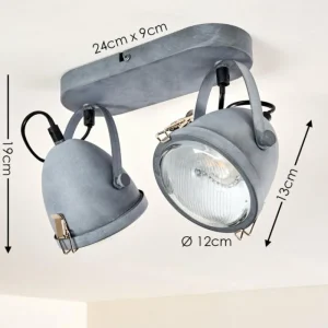 hofstein Plafonnier Butikon Gris, 2 lumières* Lampes En Verre