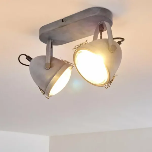 hofstein Plafonnier Butikon Gris, 2 lumières* Lampes En Verre