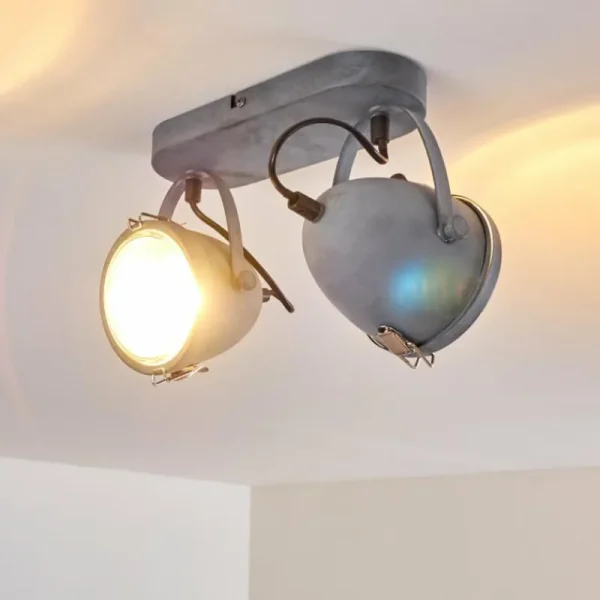 hofstein Plafonnier Butikon Gris, 2 lumières* Lampes En Verre