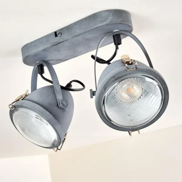hofstein Plafonnier Butikon Gris, 2 lumières* Lampes En Verre