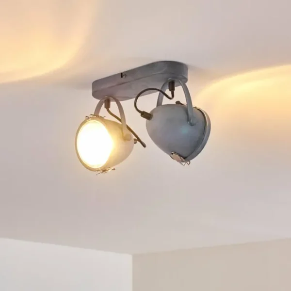 hofstein Plafonnier Butikon Gris, 2 lumières* Lampes En Verre
