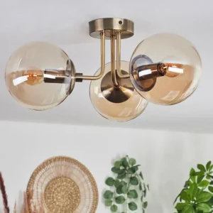 hofstein Plafonnier Cabalonga Vieux laiton, 3 lumières* Lampes En Verre
