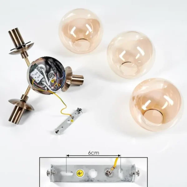 hofstein Plafonnier Cabalonga Vieux laiton, 3 lumières* Lampes En Verre