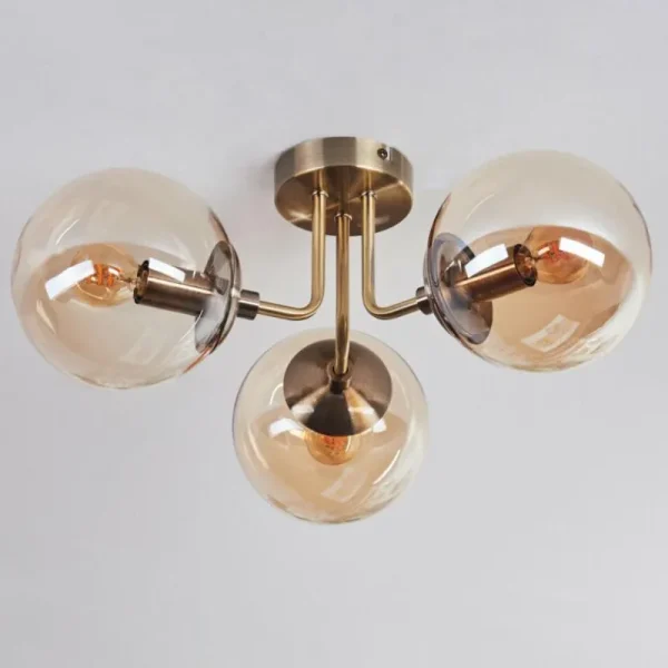 hofstein Plafonnier Cabalonga Vieux laiton, 3 lumières* Lampes En Verre