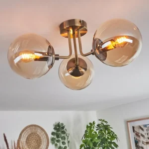 hofstein Plafonnier Cabalonga Vieux laiton, 3 lumières* Lampes En Verre