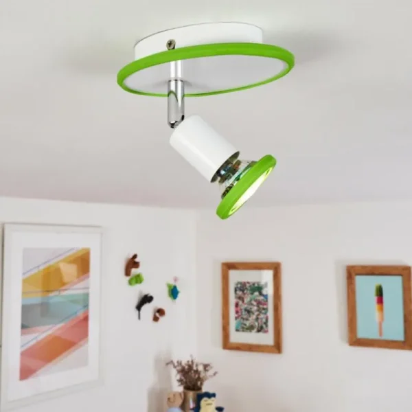 hofstein Plafonnier Cabri LED Chrome, Vert, Blanc, 1 lumière* Lampes Modernes