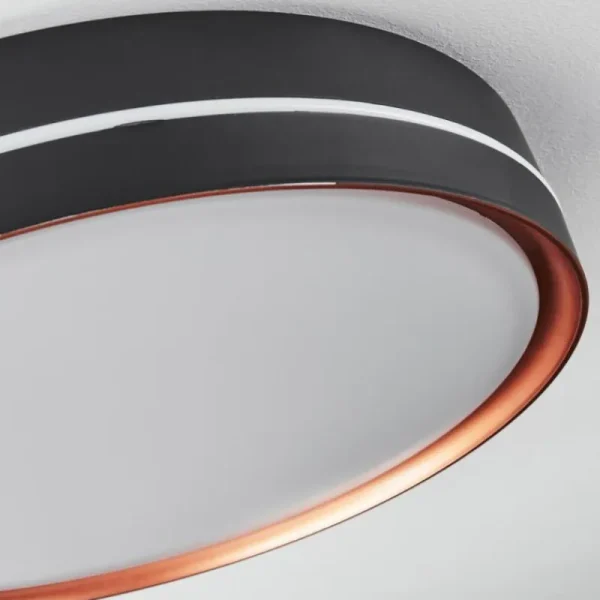 hofstein Plafonnier Cachalot LED Cuivre, Noir, 1 lumière, Télécommandes, Changeur de couleurs* Lampes Modernes