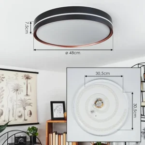 hofstein Plafonnier Cachalot LED Cuivre, Noir, 1 lumière, Télécommandes, Changeur de couleurs* Lampes Modernes