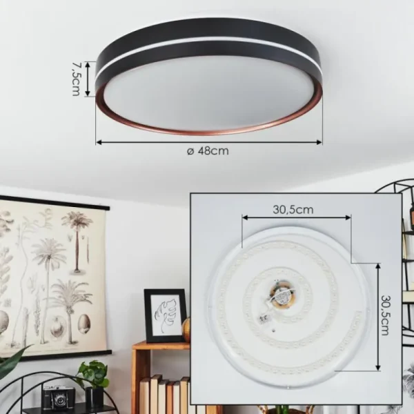 hofstein Plafonnier Cachalot LED Cuivre, Noir, 1 lumière, Télécommandes, Changeur de couleurs* Lampes Modernes