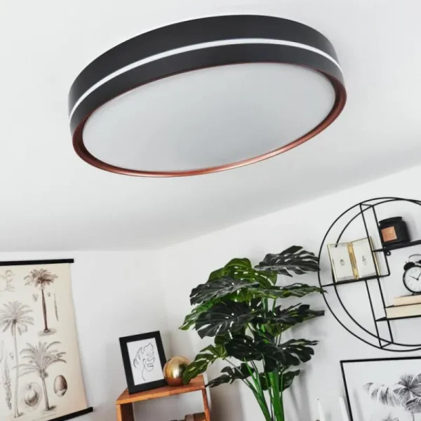 hofstein Plafonnier Cachalot LED Cuivre, Noir, 1 lumière, Télécommandes, Changeur de couleurs* Lampes Modernes