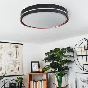 hofstein Plafonnier Cachalot LED Cuivre, Noir, 1 lumière, Télécommandes, Changeur de couleurs* Lampes Modernes