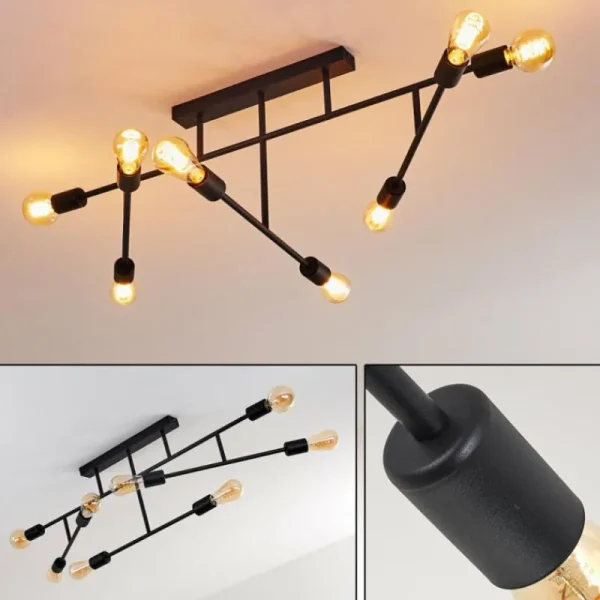 hofstein Plafonnier Cahaba Noir, 8 lumières* Lampes Modernes