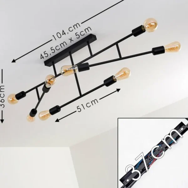 hofstein Plafonnier Cahaba Noir, 8 lumières* Lampes Modernes
