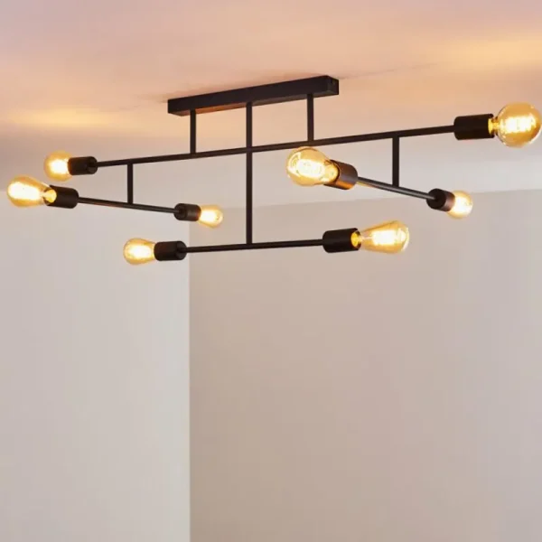 hofstein Plafonnier Cahaba Noir, 8 lumières* Lampes Modernes