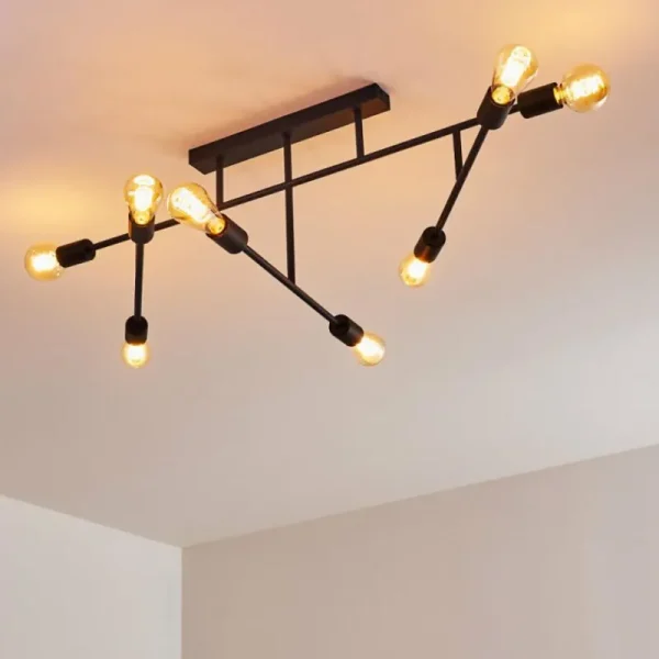 hofstein Plafonnier Cahaba Noir, 8 lumières* Lampes Modernes