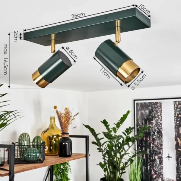hofstein Plafonnier Campanas Vert, Laiton, 2 lumières* Lampes Modernes