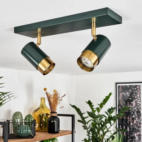 hofstein Plafonnier Campanas Vert, Laiton, 2 lumières* Lampes Modernes
